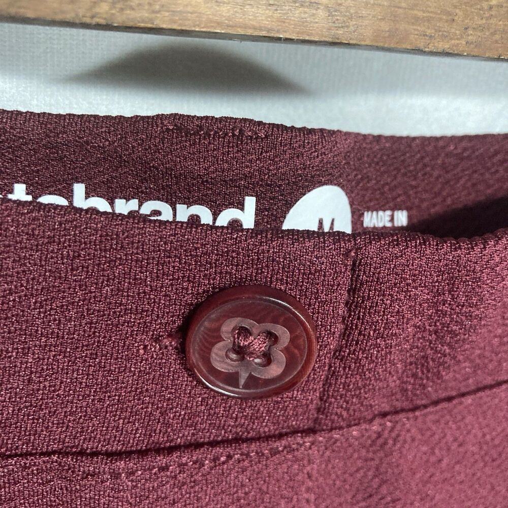 BETABRAND maroon textured straight leg pull on pants M - Picture 4 of 9